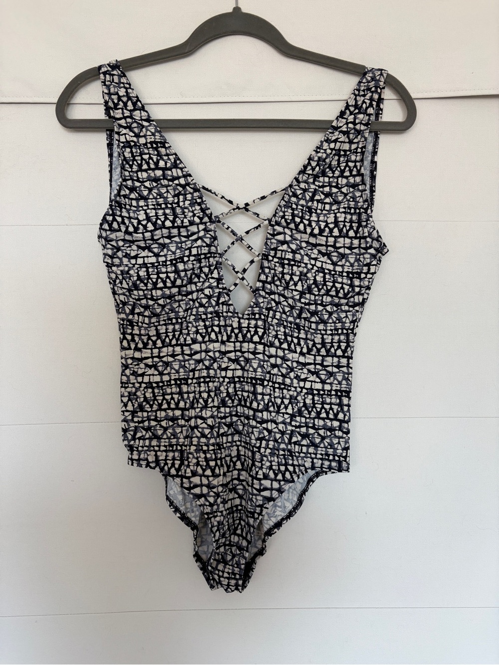 Tory Burch Black and White Crisscross One-Piece Swimsuit